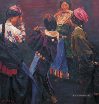 Chinesische Werke - tibetische Mädchen 2004 Chen Yifei Tibet